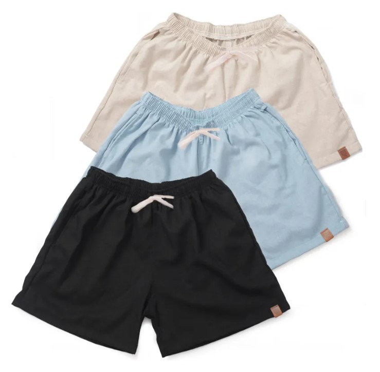Kit 3 Short Linho Mauricinho Premium Masculino Bermuda Verão
